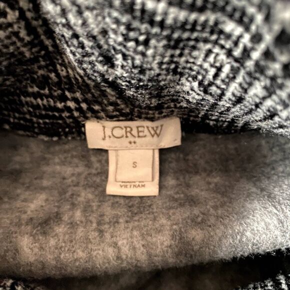 J. Crew Glen Plaid Funnel Neck Thick Fleece Pullover Black Gray Size Small - Picture 5 of 6